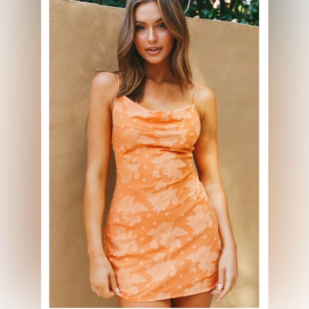 Selfie Leslie Orange Floral Mini Dress